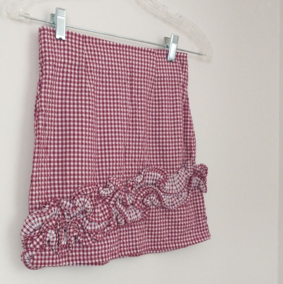 Lovers + Friends red gingham ruffled skirt XS - Picture 3 of 8
